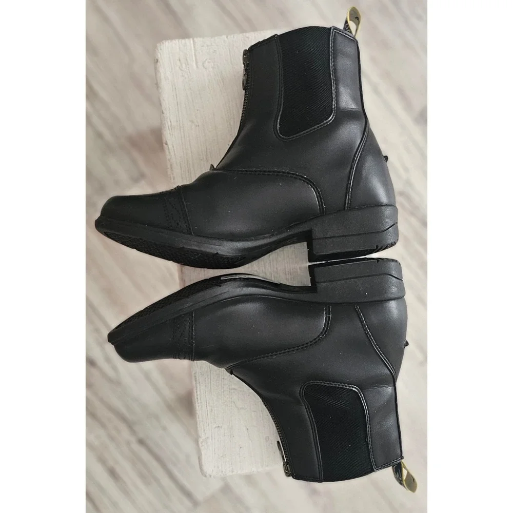 Shires Moretta Rosetta Paddock Boots Leather Front Zip Black W US 6 1757 9963